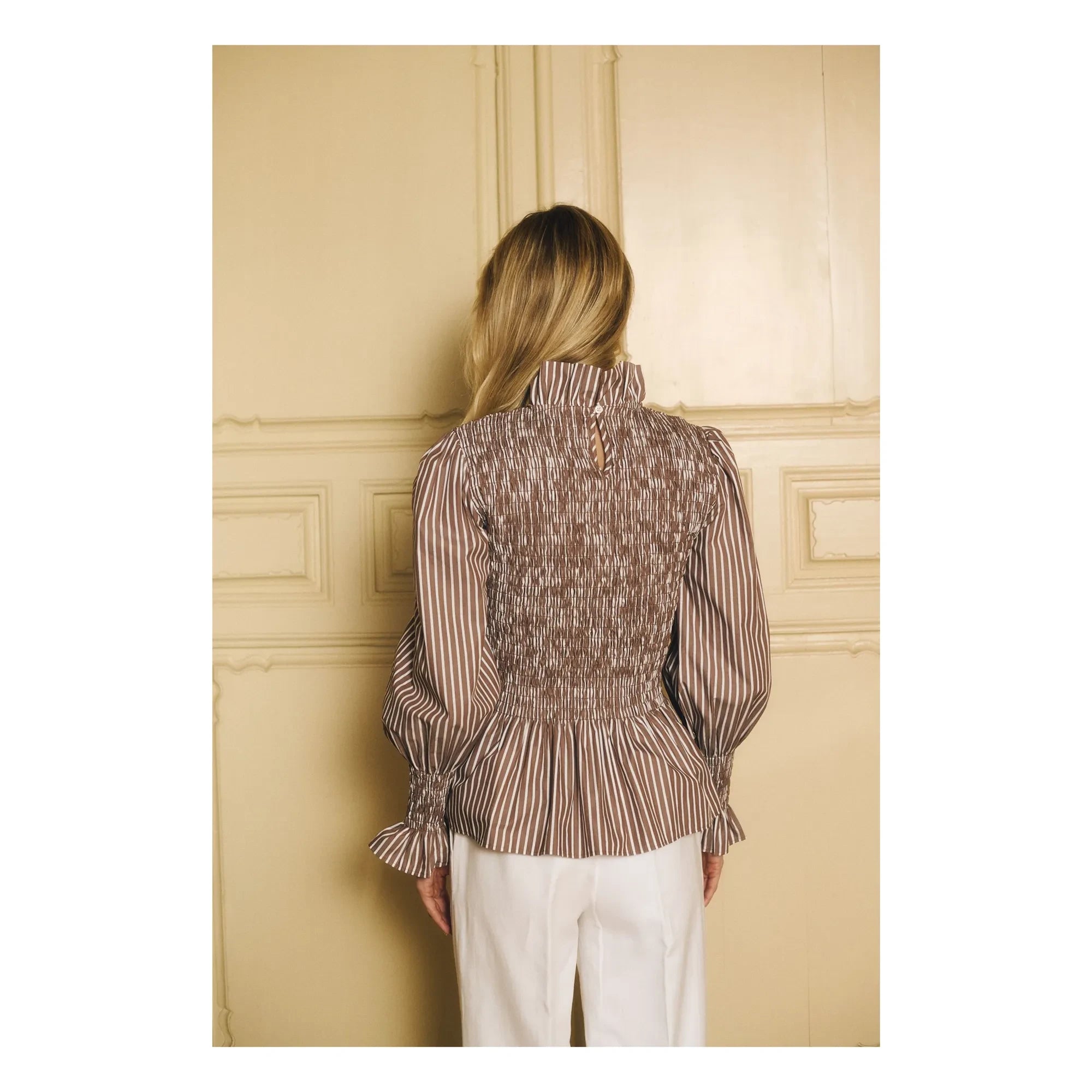 Maria de la Orden - Gestreifte Bluse Aleria Baumwolle | Braun