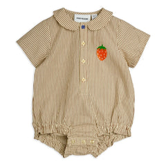 Mini Rodini - Gestreifter Bio-Baumwoll-Poplin-Overall | Braun