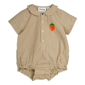 Mini Rodini - Gestreifter Bio-Baumwoll-Poplin-Overall | Braun