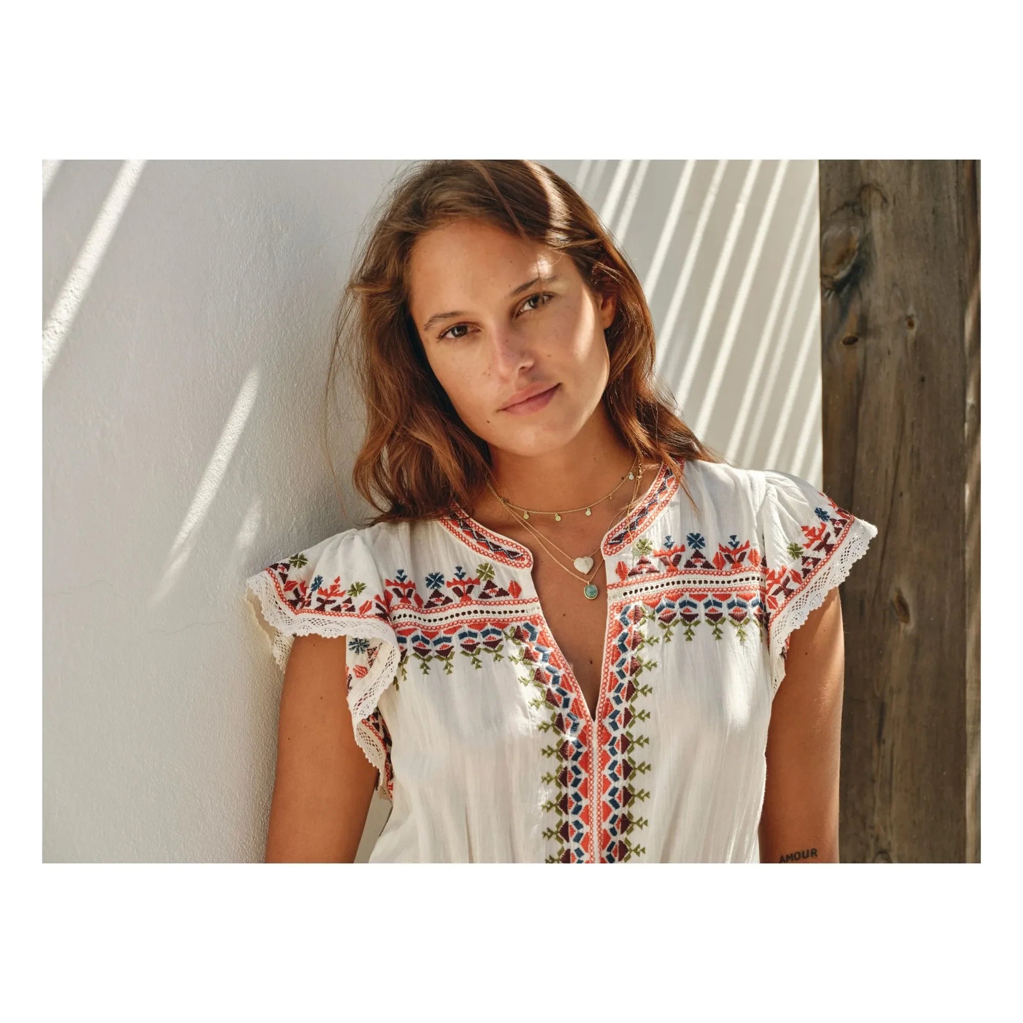 M.A.B.E. - Rani Baumwollstickerei-Kleid | Ecru