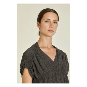 Black Crane - Gem Leinenkleid | Dunkelschiefergrau