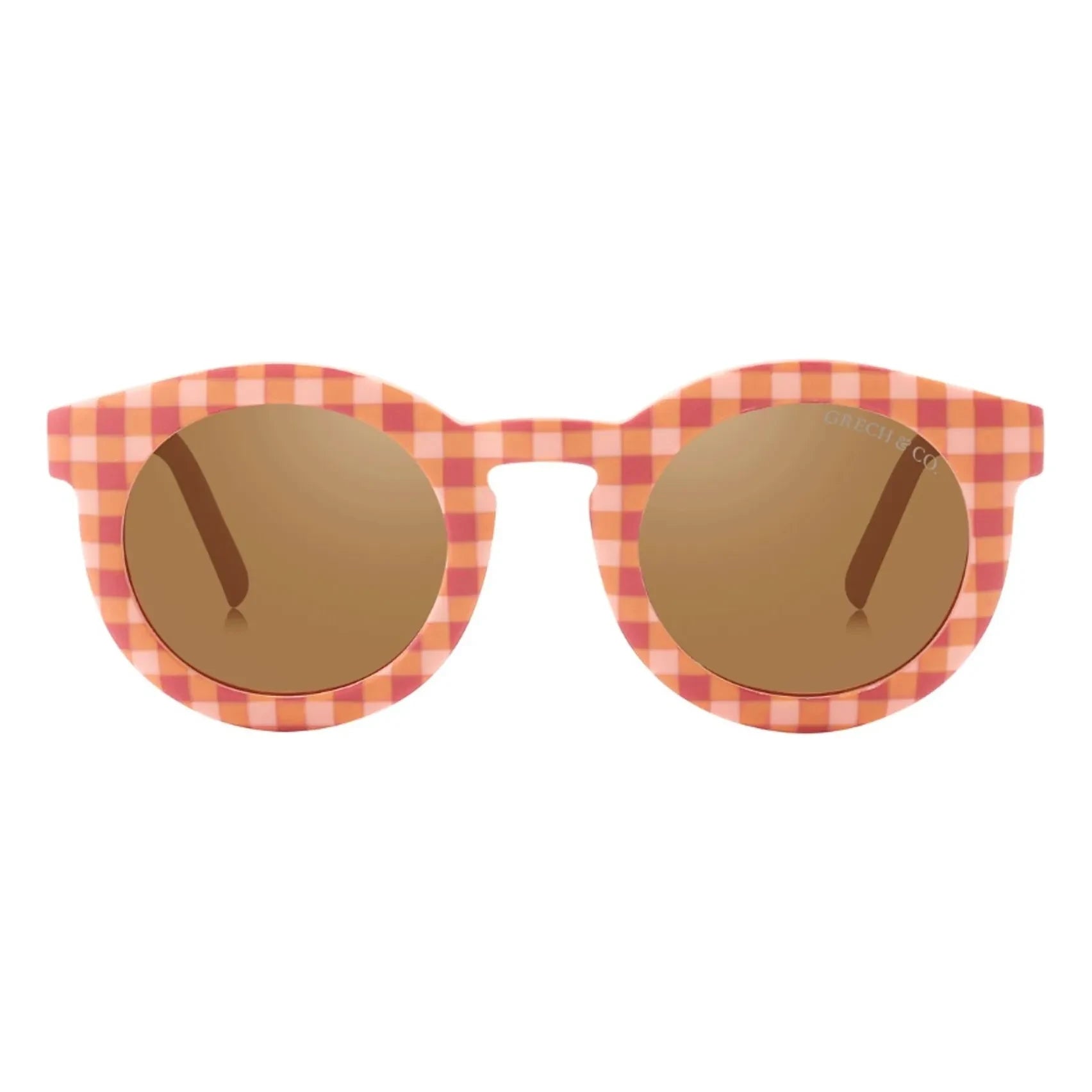 Grech & Co – Klassische Vichy Polarisierte Sonnenbrille aus Naturfaser | Blassrot