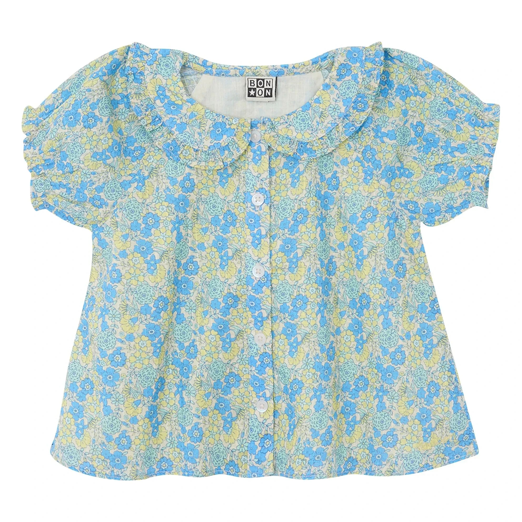 Bonton - Aria Fleurie Claudine Yaka Bluz | Mavi
