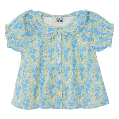 Bonton - Aria Fleurie Claudine Yaka Bluz | Mavi