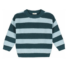 Yuki – Gestreifter Pullover aus Bio-Baumwolle | Peacock Blue