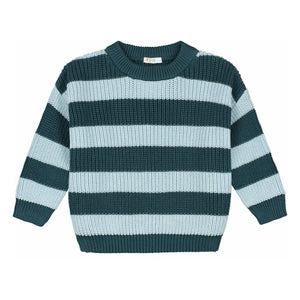Yuki – Gestreifter Pullover aus Bio-Baumwolle | Peacock Blue