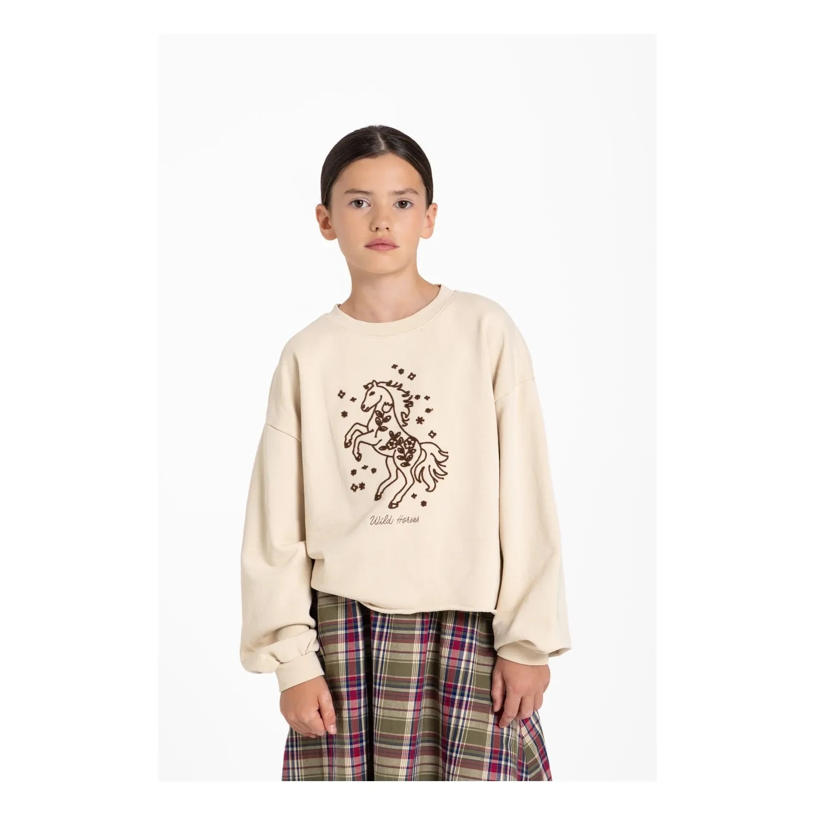 Hundred Pieces – Belmont Wild Horses Bio-Pamuk-Sweatshirt | Krem