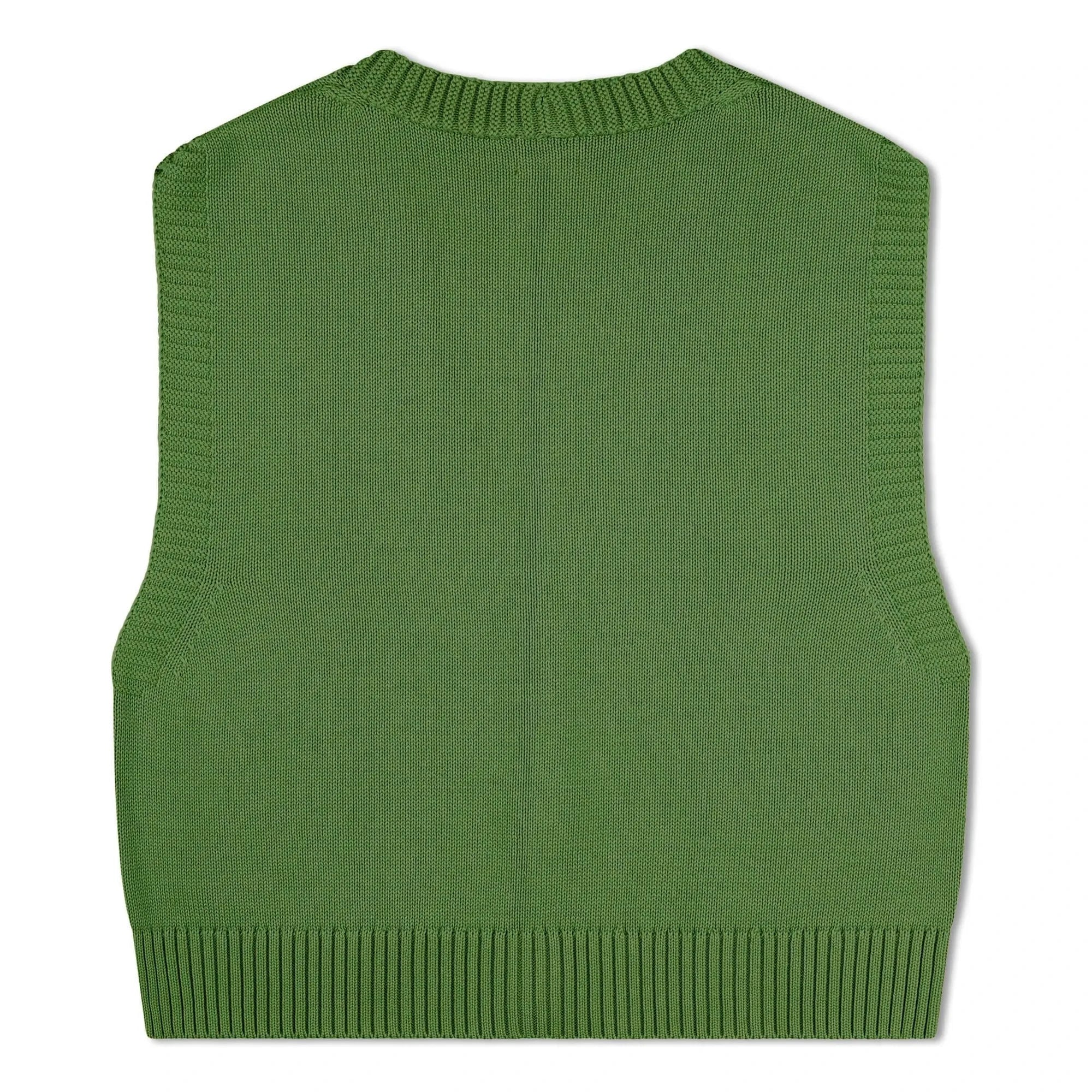 Matona - Boxy geschnittene ärmellose Strickjacke aus Bio-Baumwolle | Grün