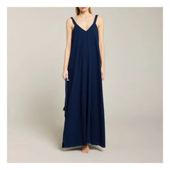 Maison Saint Julien - Bizance Baumwoll-Voile-Kleid | Marineblau