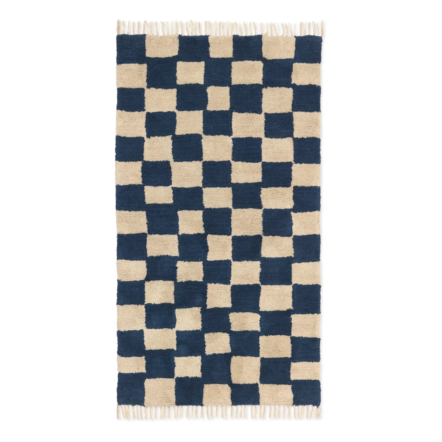 Ferm Living Kids - Mara Karo-Teppich | Blau