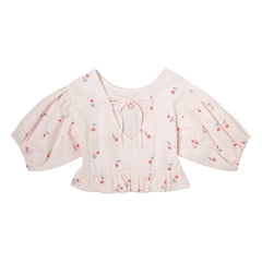 Tocoto Vintage - 3/4-Arm Bluse Cerises | Hellrosa