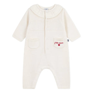 Petit Bateau - P'tit Cœur Feinstrick-Strampler | Ecru