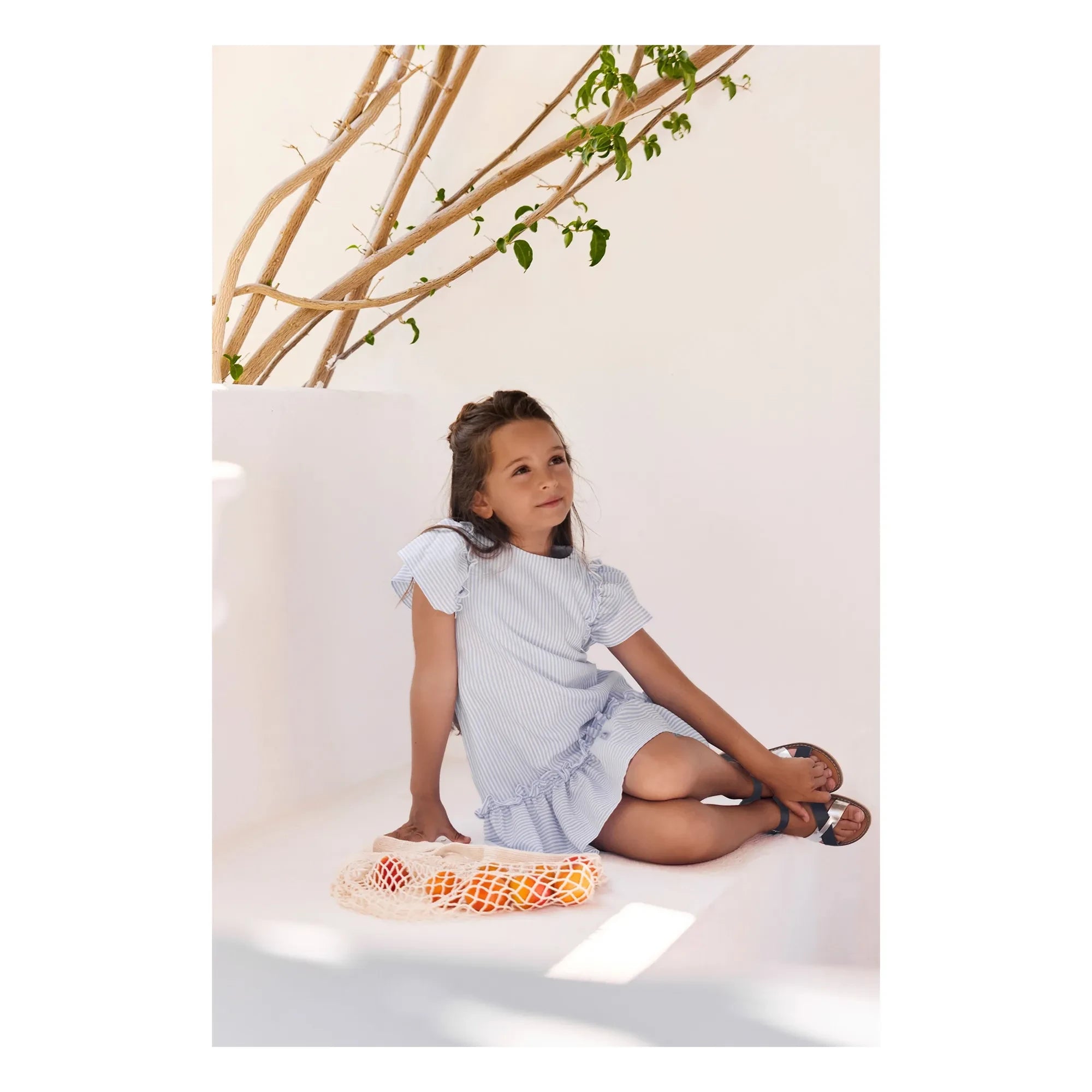 Tartine et Chocolat - Gestreiftes Rüschenkleid | Blau