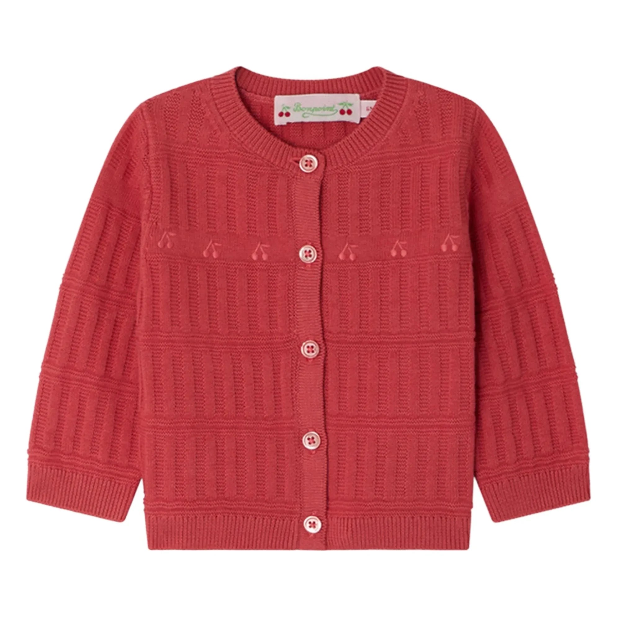 Bonpoint - Giovina Bio-Baumwoll Strickjacke | Himbeerrot