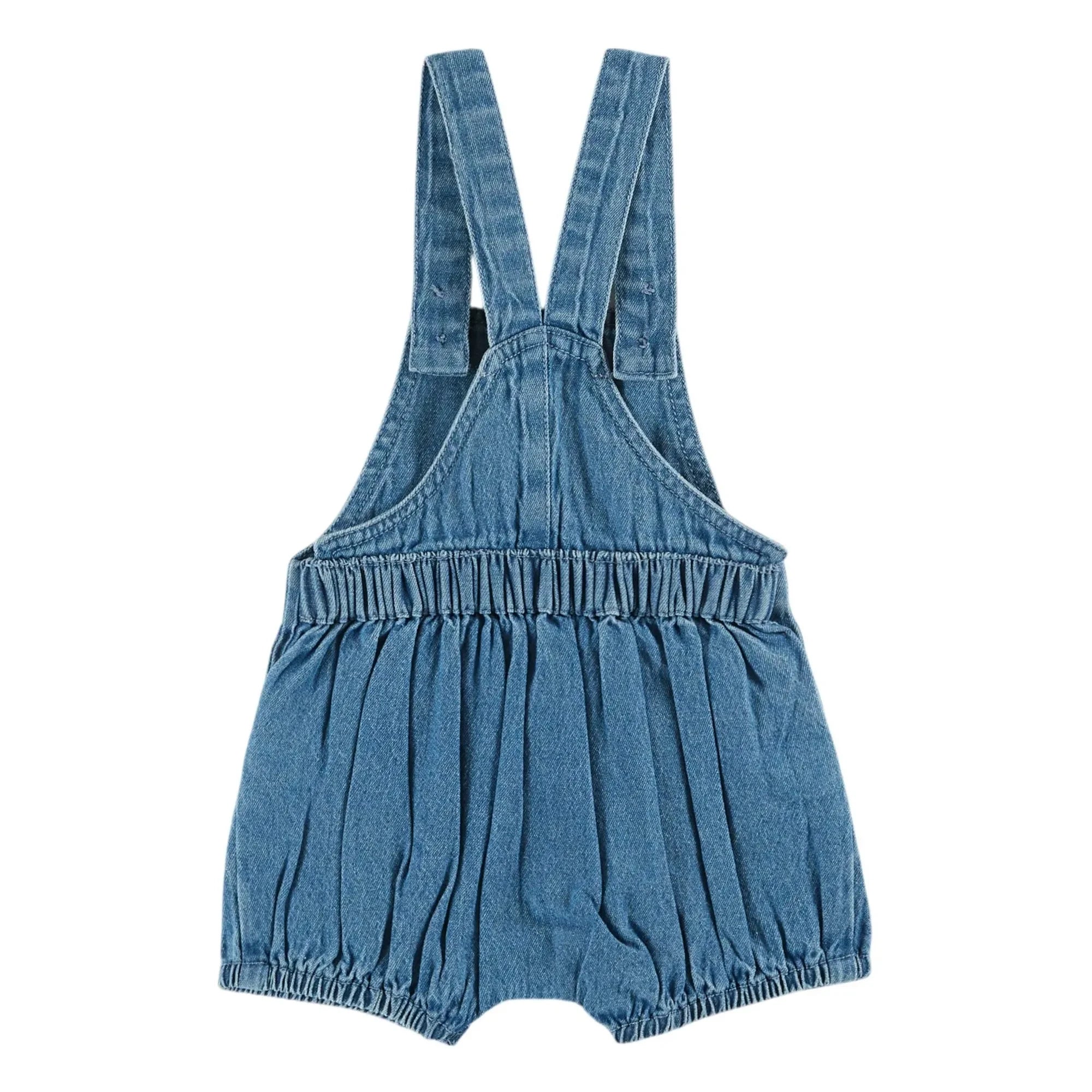 Emile et Ida - Bestickte Denim-Shorts-Latzhose | Blau