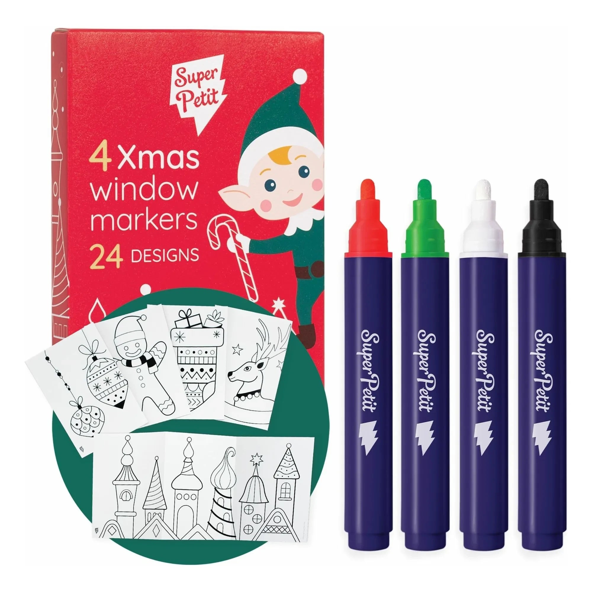 Superpetit - Noel desenli 4 adet pencere kalemi seti