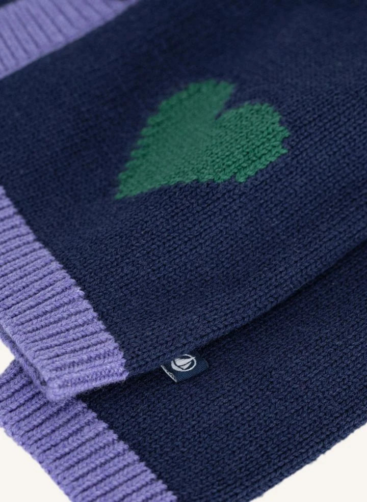 Petit Bateau - Midnight Blue Bebek Yün Kalp Hırka