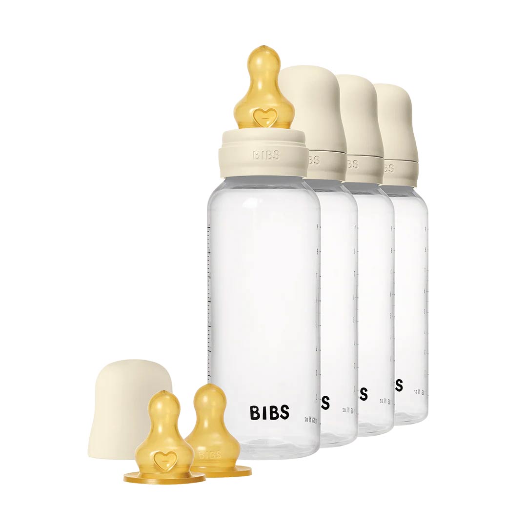 BIBS World Baby Bottle Round Latex 4 Pack - Ivory-Baby Bottles-Ivory-150ml | Natural Baby Shower