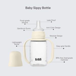 BIBS World Baby Sippy Bottle Spout Silicone 1 Pack 150ml - Sage-Baby Bottles-Sage-150ml | Natural Baby Shower