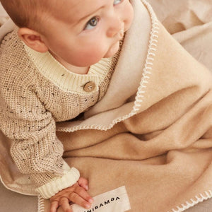 BINIBAMBA Merino Blanket - Camel + Milk-Blankets-Camel + Milk-One Size | Natural Baby Shower