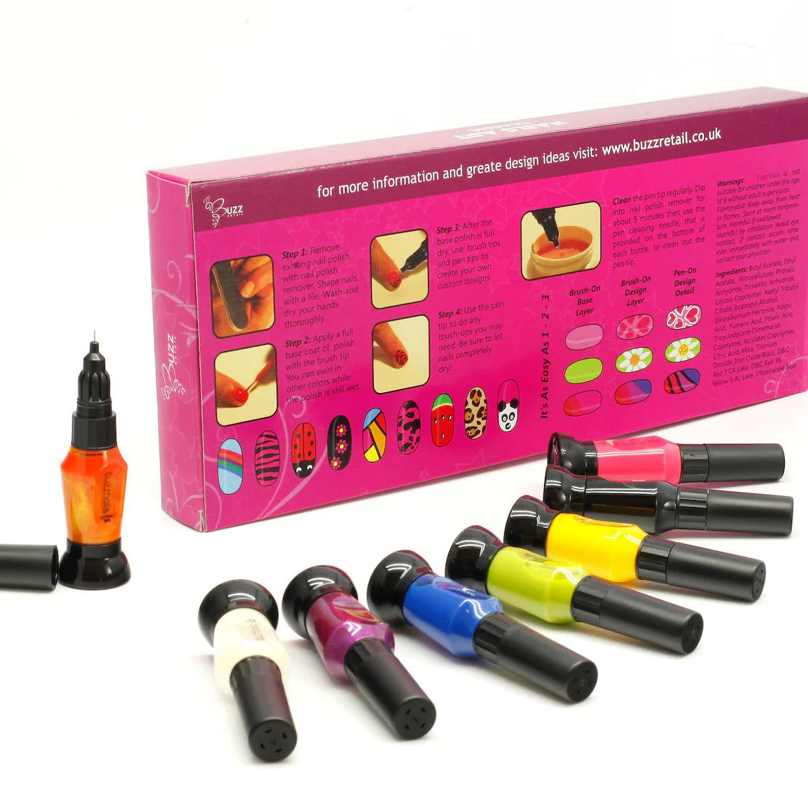 Buzz Art - Çocuklara Özel Tırnak Boyama Tasarım Seti - Dinossi