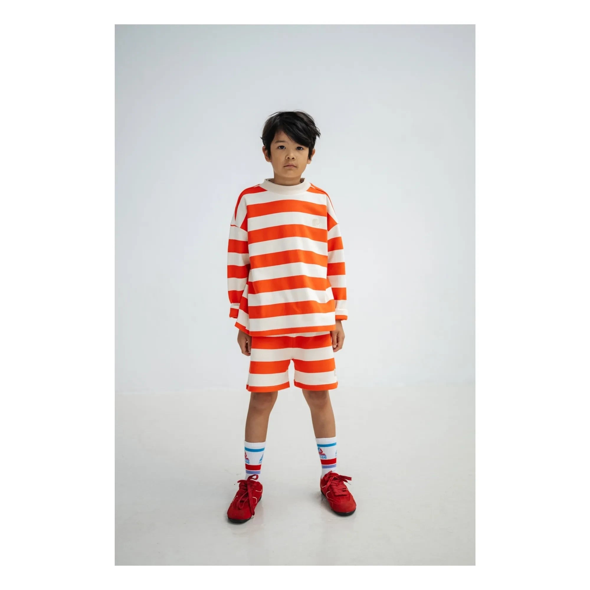 Repose AMS - Gestreifte Jogger-Shorts aus Bio-Baumwolle | Rot