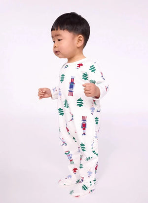 Petit Bateau - Weihnachts-Pyjamas Bio-Baumwoll-Fleece | Weiß