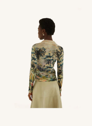 Farm Rio - Petricor Feines Mesh-Top | Blau