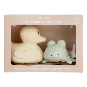 Hevea - Upcycled Badespielzeug Set - Ente & Frosch | Salbei
