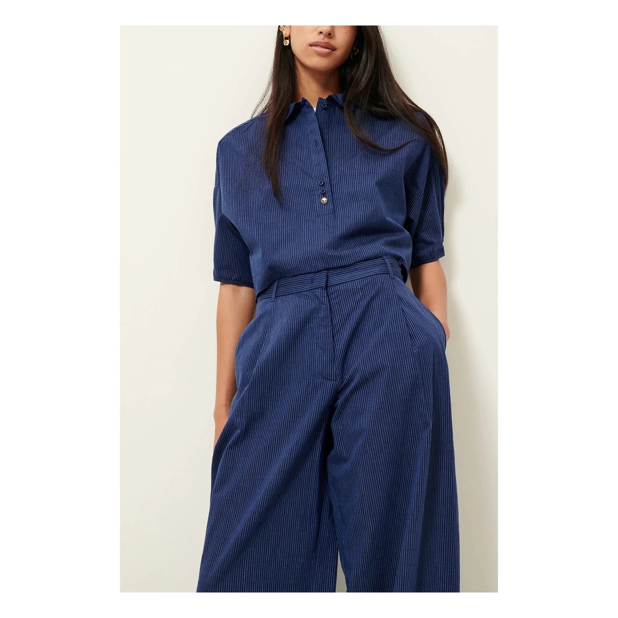 Sessùn - Gestreiftes U-Shirt aus Baumwolle | Marineblau
