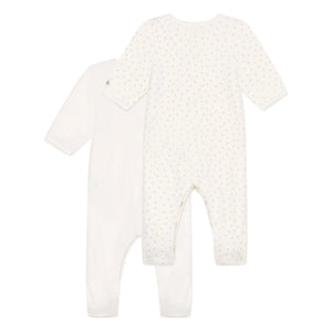 Petit Bateau - 2er-Pack Dors Bien Velours Schlafanzug-Set | Weiß