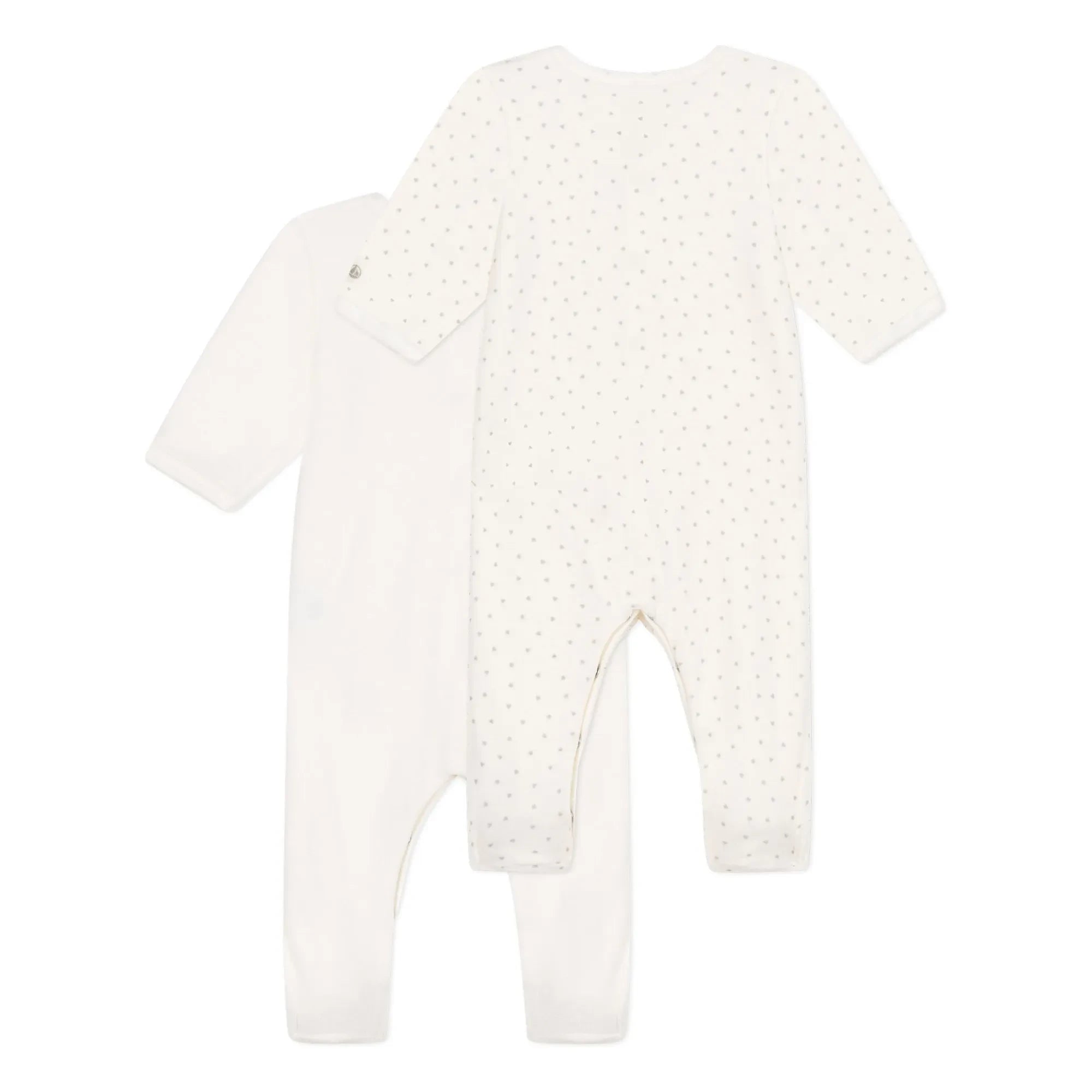Petit Bateau - 2er-Pack Dors Bien Velours Schlafanzug-Set | Weiß