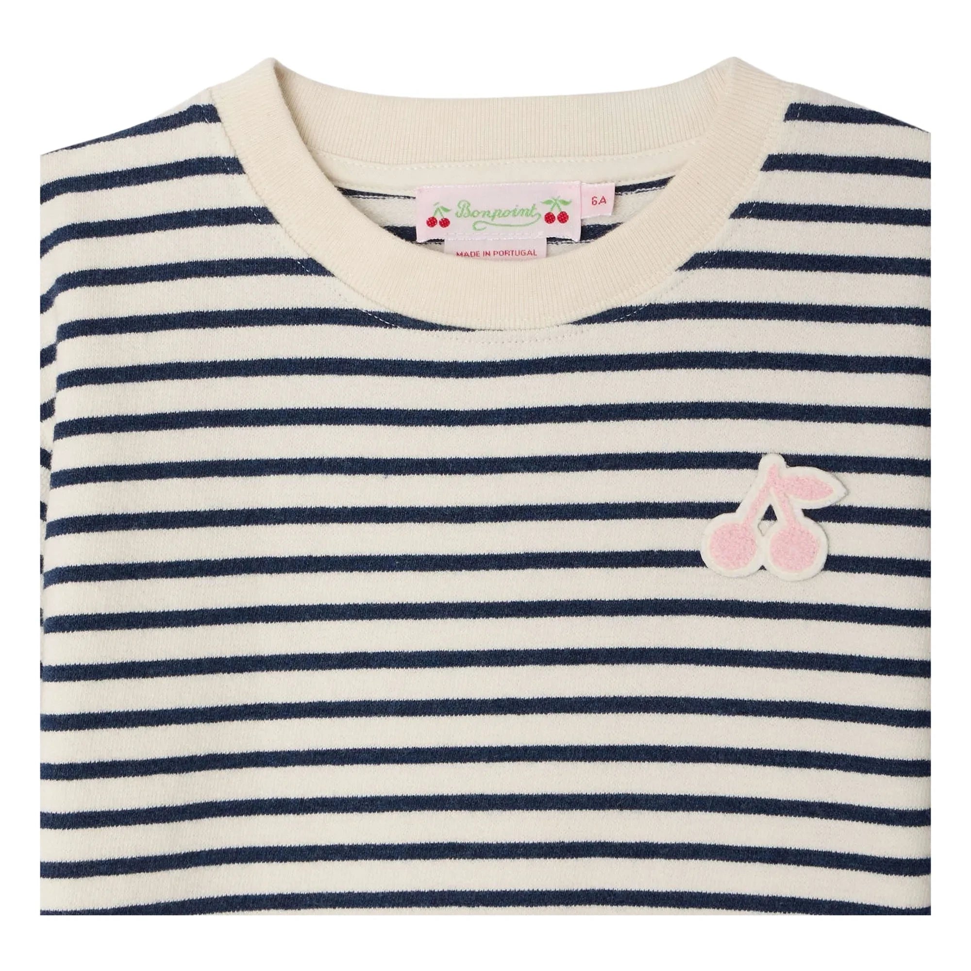 Bonpoint - Gestreiftes Lila T-Shirt | Ecru