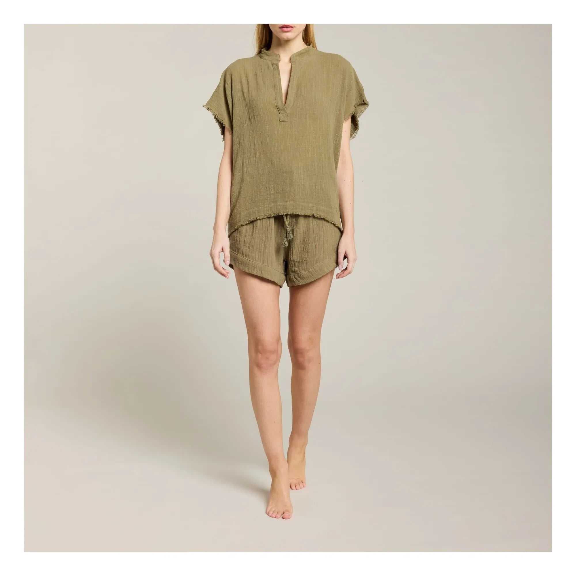 Maison Saint Julien - Calvi Shorts aus Baumwollgaze | Khaki