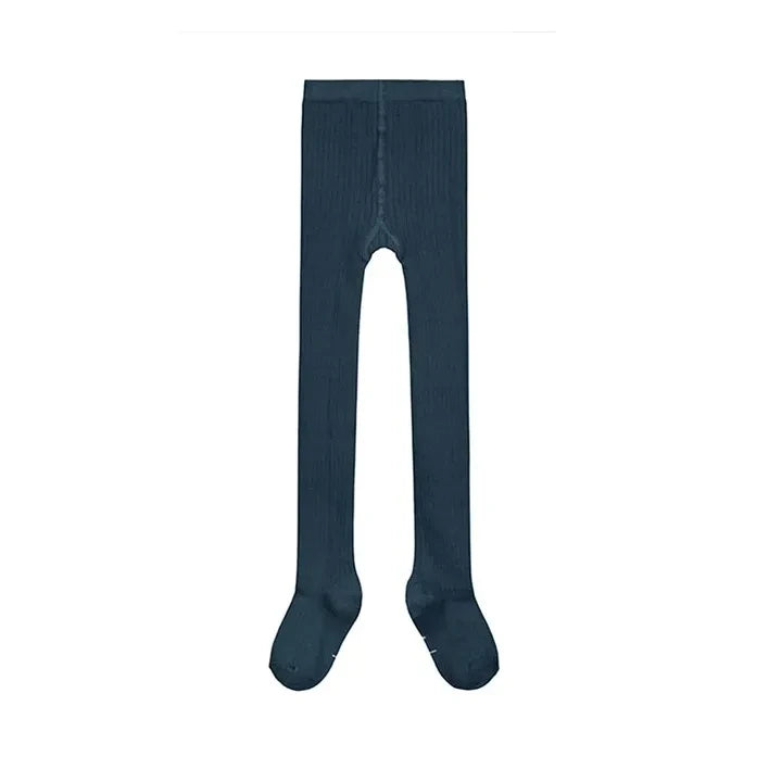 Gray Label – Strumpfhose aus Bio-Baumwolle mit Rippbündchen | Grau-Blau