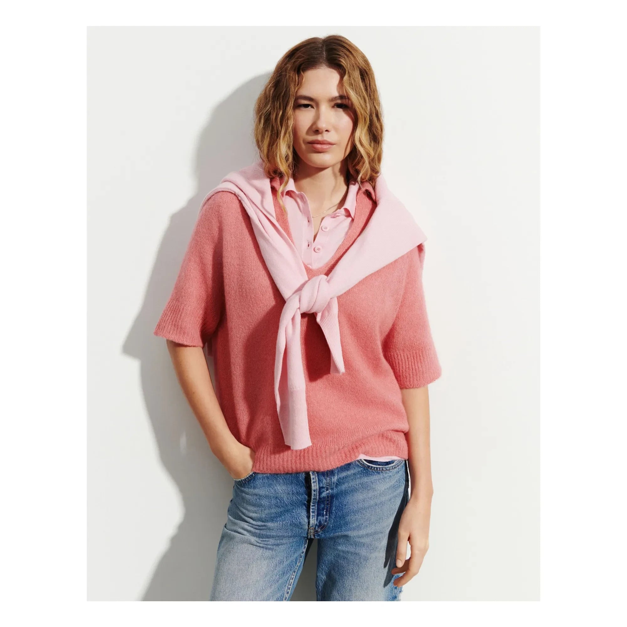 Bompard – Polo-Shirt aus Alpaka, Seide und Kaschmir | Zuckerrosa