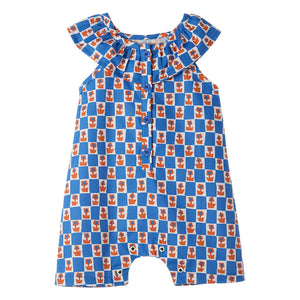 Fabula - Rüschen-Overall Damiers Flowers | Blau