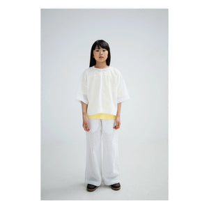 Repose AMS - Bluse mit Knöpfen hinten, bestickte Anglaise Bio-Baumwolle | Weiß