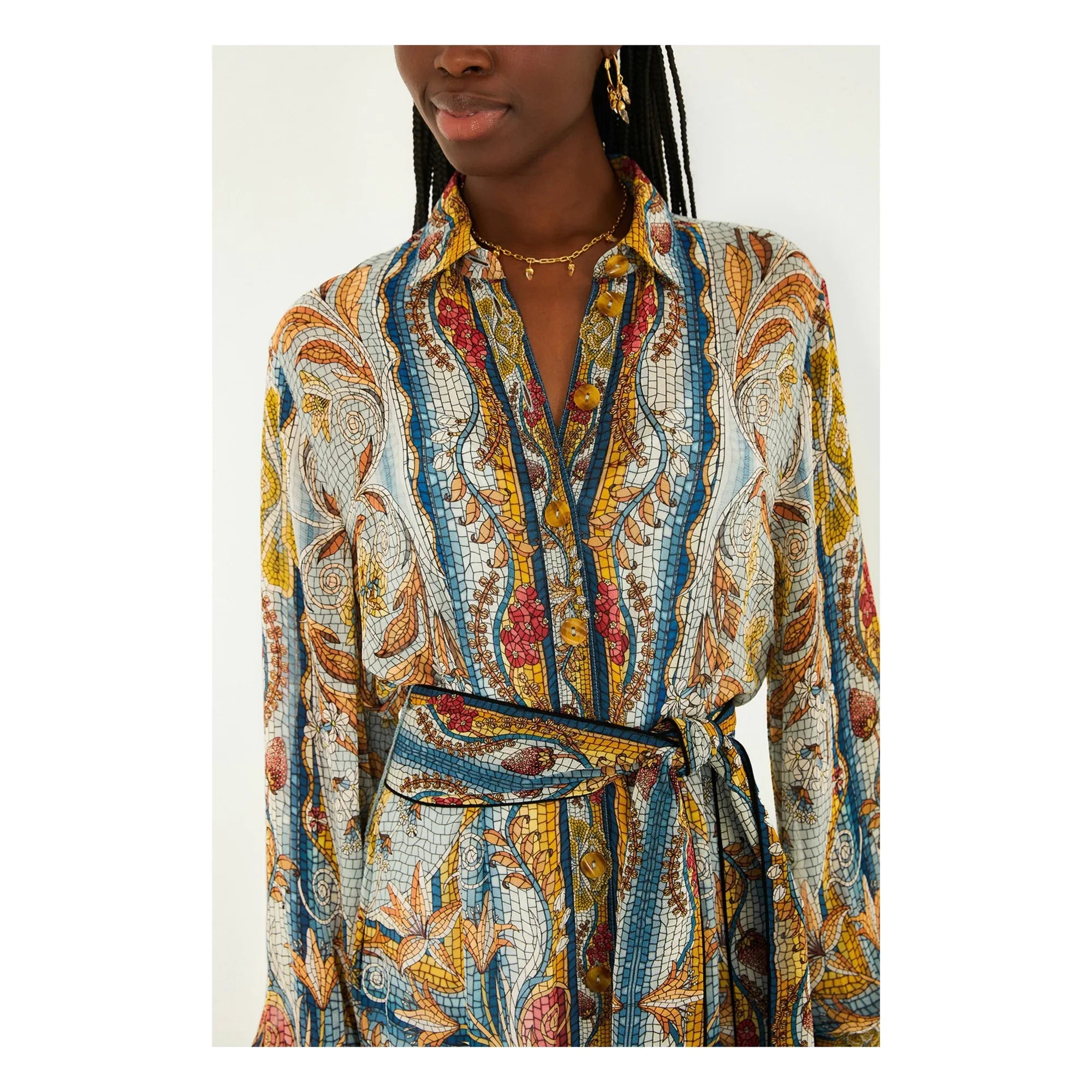 Farm Rio - Mosaic Garden Kleid | Blau