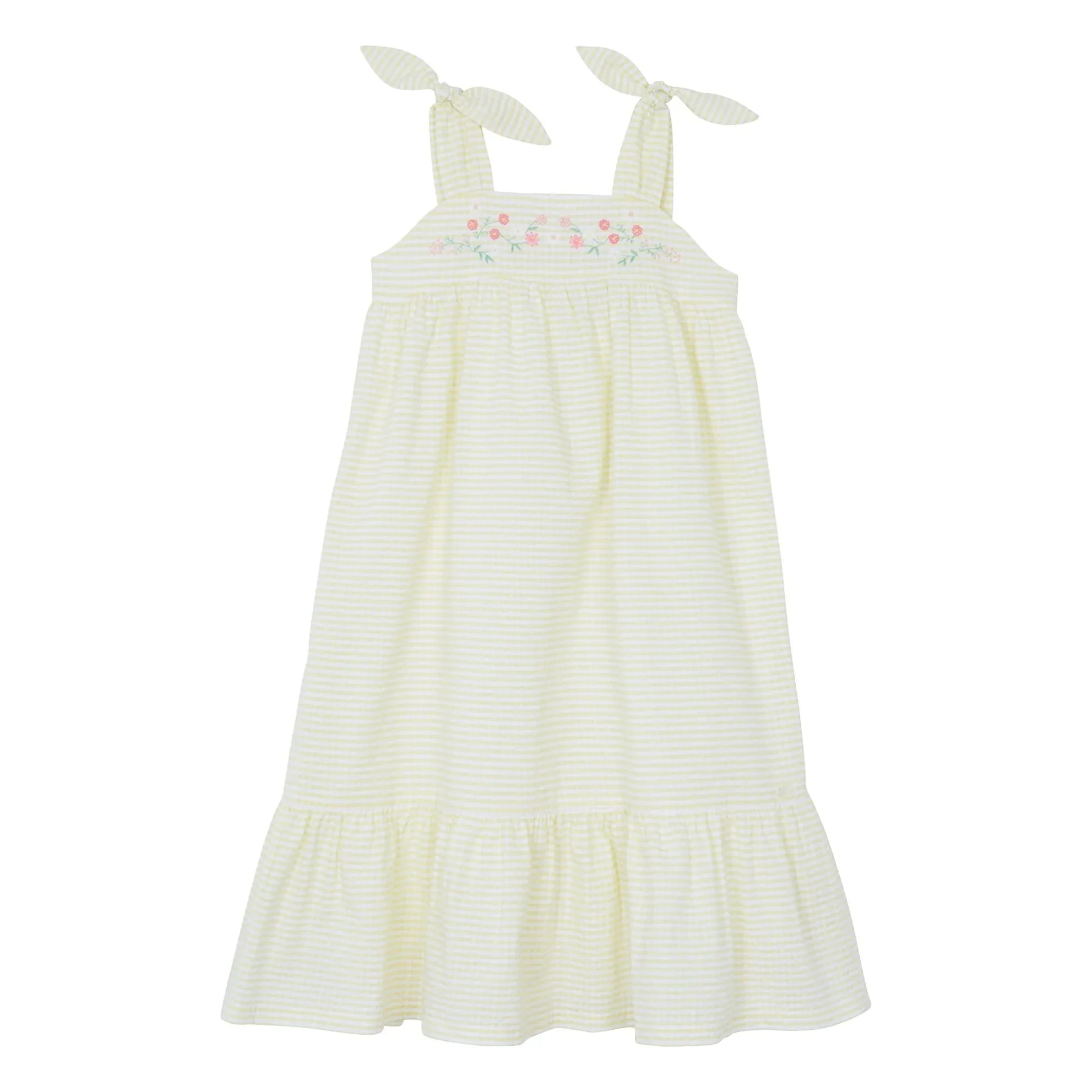Tartine et Chocolat - Trägerloses Kleid mit Streifenstickerei | Gelb