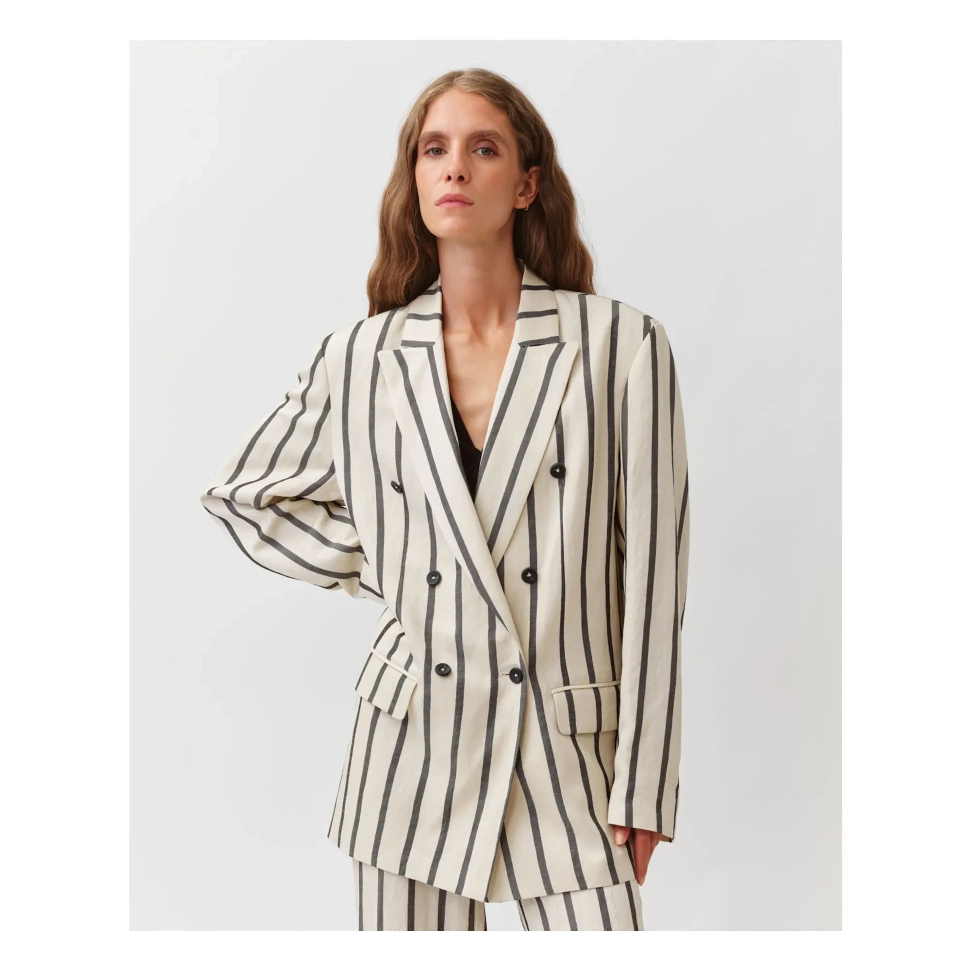 Diega - Verino Gestreifte Jacke | Ecru