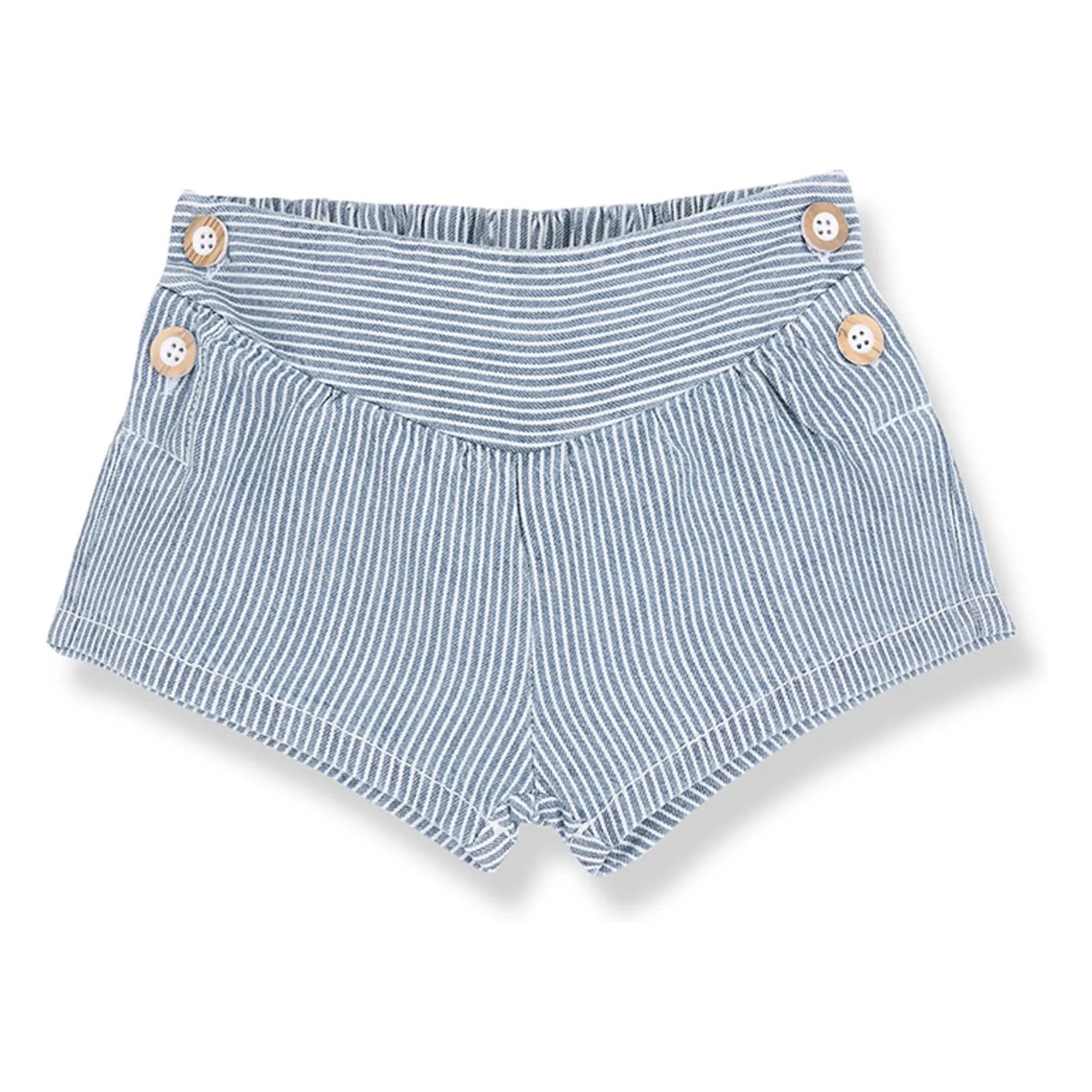 1+ in the family - Denim Deia Gestreifte Bio-Baumwollshorts | Hellblau