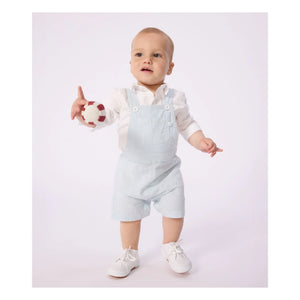 Petit Bateau - Gestreifte Seersucker Bio-Baumwoll-Kurzlatzhose | Hellblau