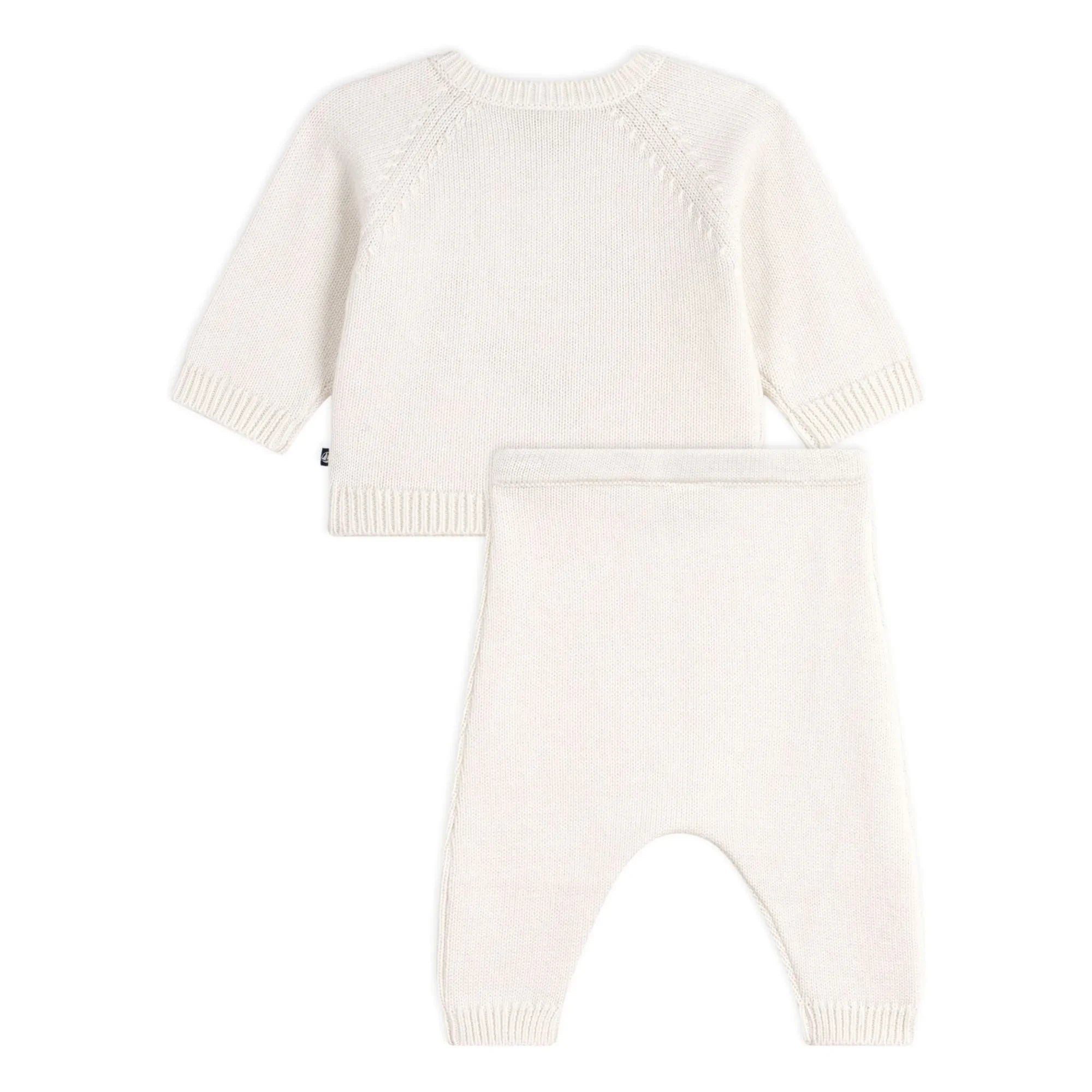 Petit Bateau - Wal Wollpullover und Hose Set | Weiß