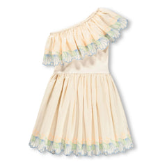 Molo - Cato Bio-Baumwoll-Kleid mit asymmetrischem Volant | Elfenbein