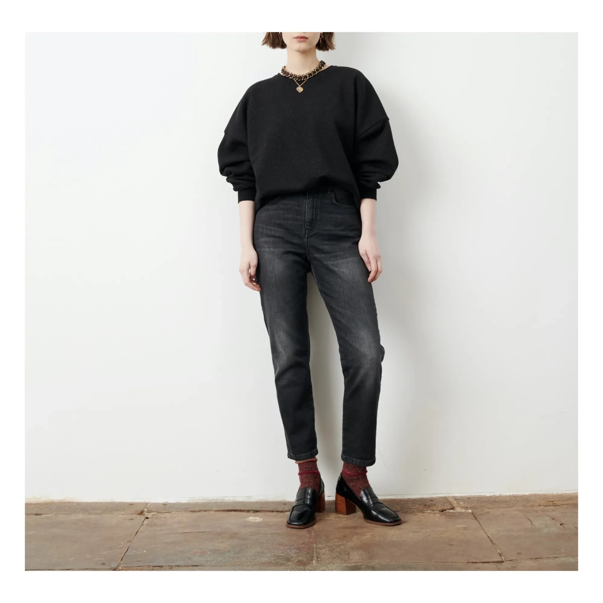 Sessùn – Chebbi Gepunktetes Baumwoll-Sweatshirt | Schwarz