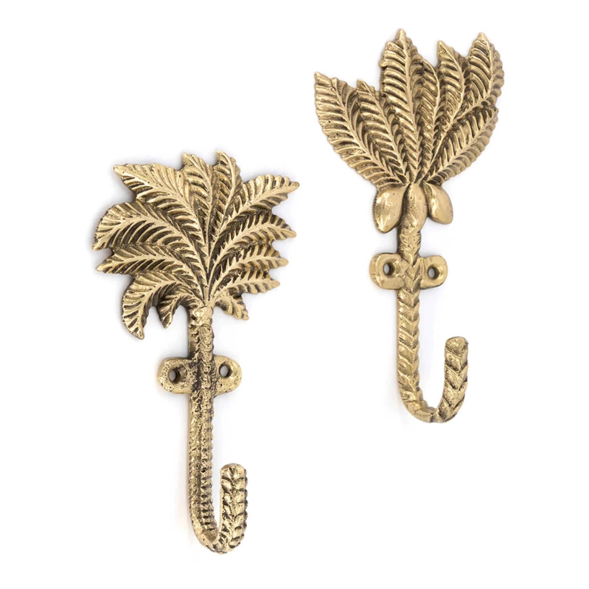Doing Goods - Devi Palmtree Recycelte Messing Mantelhaken - 2er Set | Goldbraun