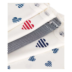 Petit Bateau – 5er-Set Body aus Bio-Baumwolle mit Ringeln und Herzchen | Ecru