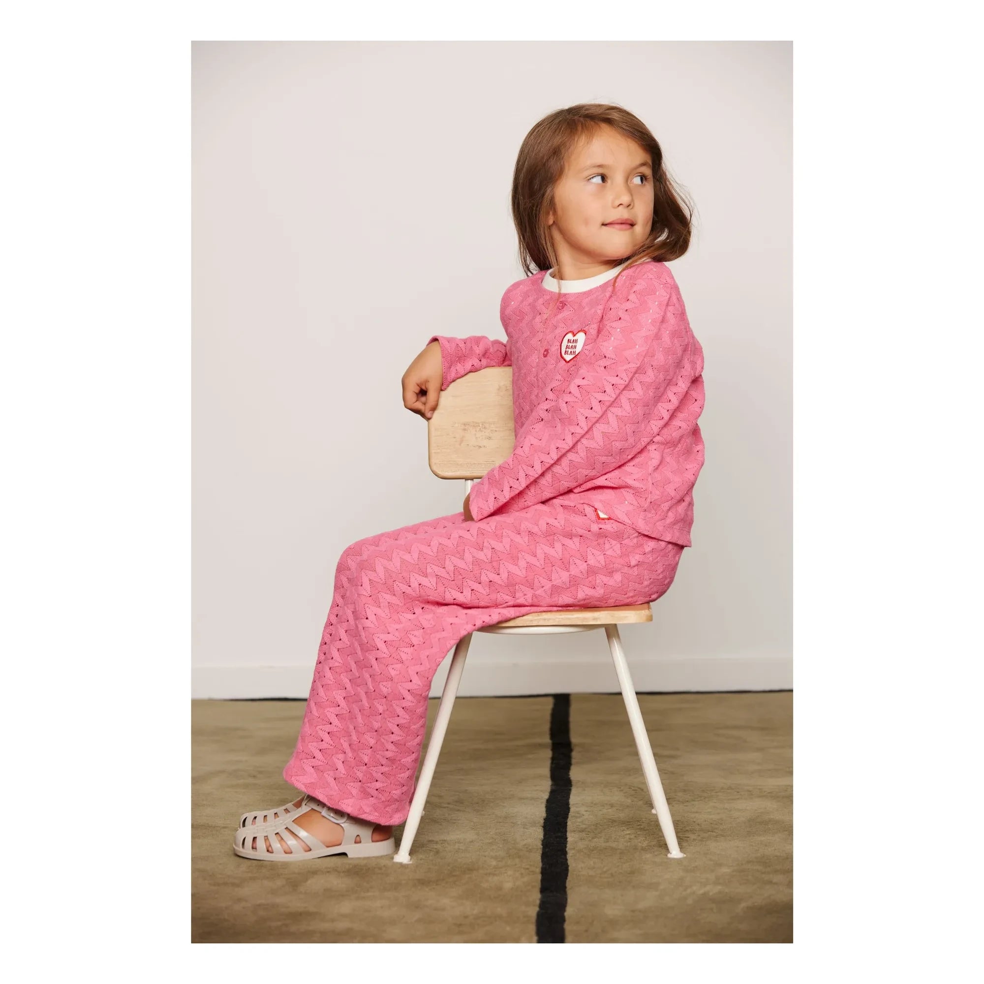Mini Rodini - Bio-Baumwoll-Spitzenstrickjacke | Rosa