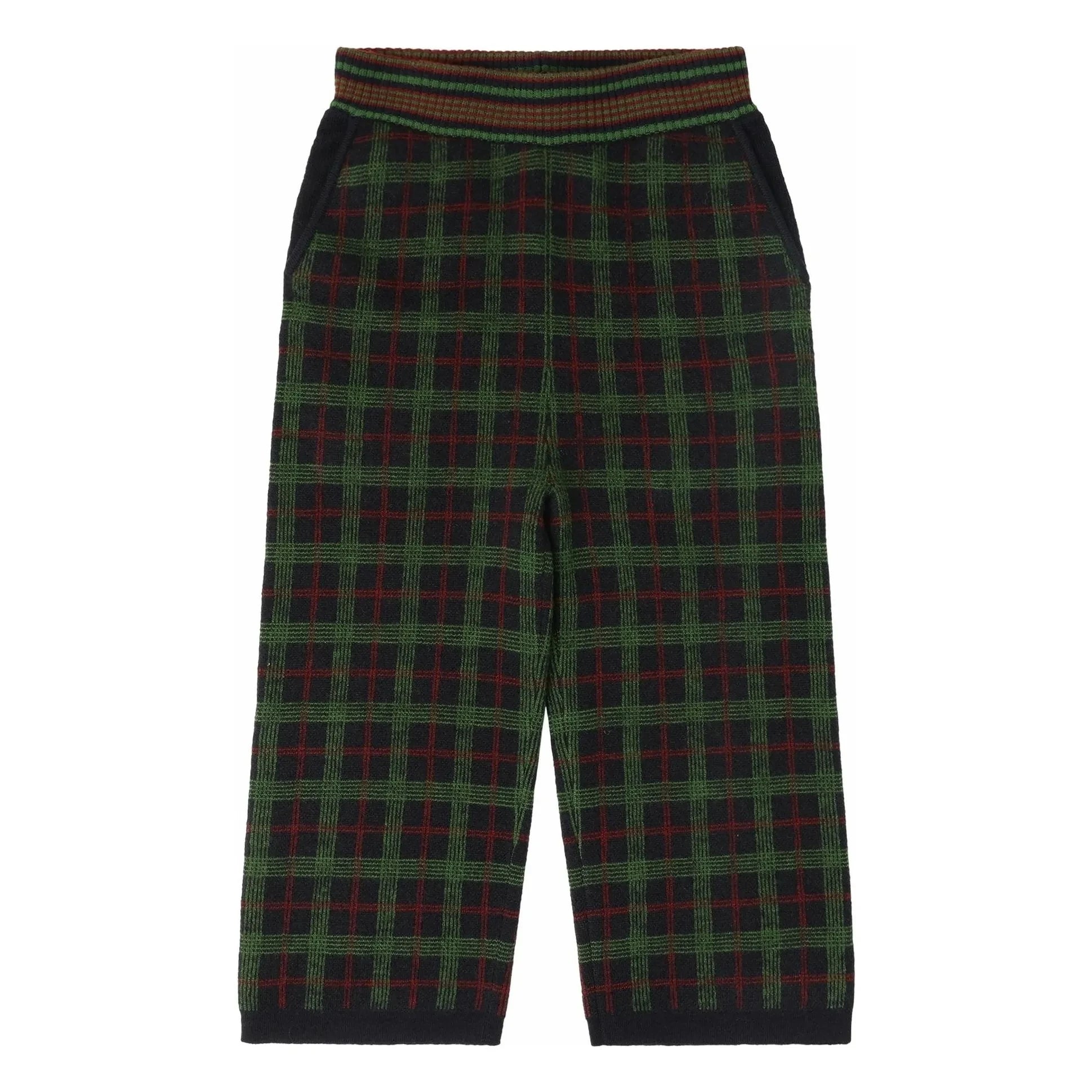 FUB - Yeşil Carreaux Feutré Merino Yün Pantolon